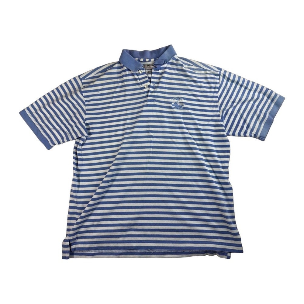 Callaway Golf Sport Polo Shirt Striped Blue White Turtle Point Club Men's L